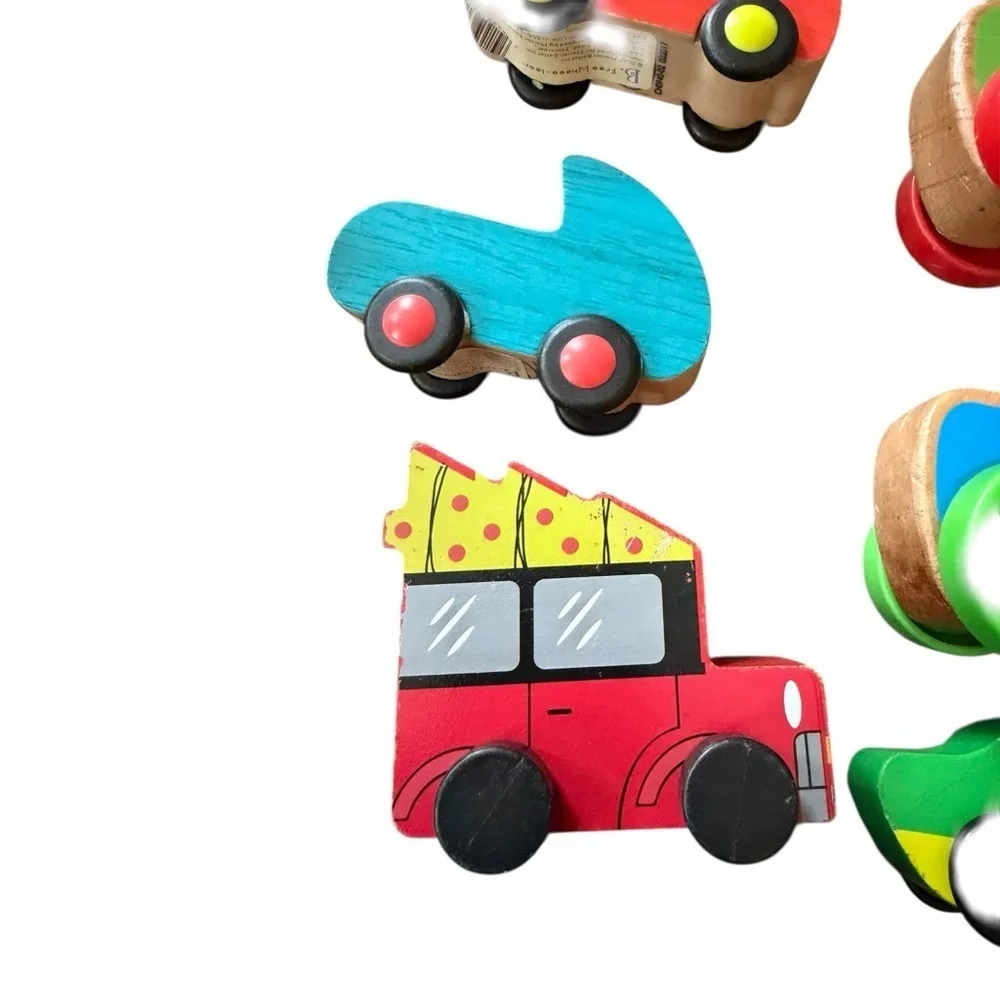 Lot of 14 Wooden Toy Cars Trains Montessori Pretend Play Melissa & Doug